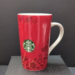 Starbucks 16oz 2016 Red Ceramic Holiday Coffee Mug with Siren Logo.
